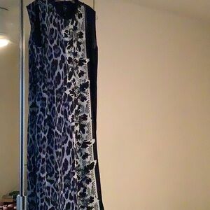 Alberto Makali Blue and Black Animal Print Maxi Dress